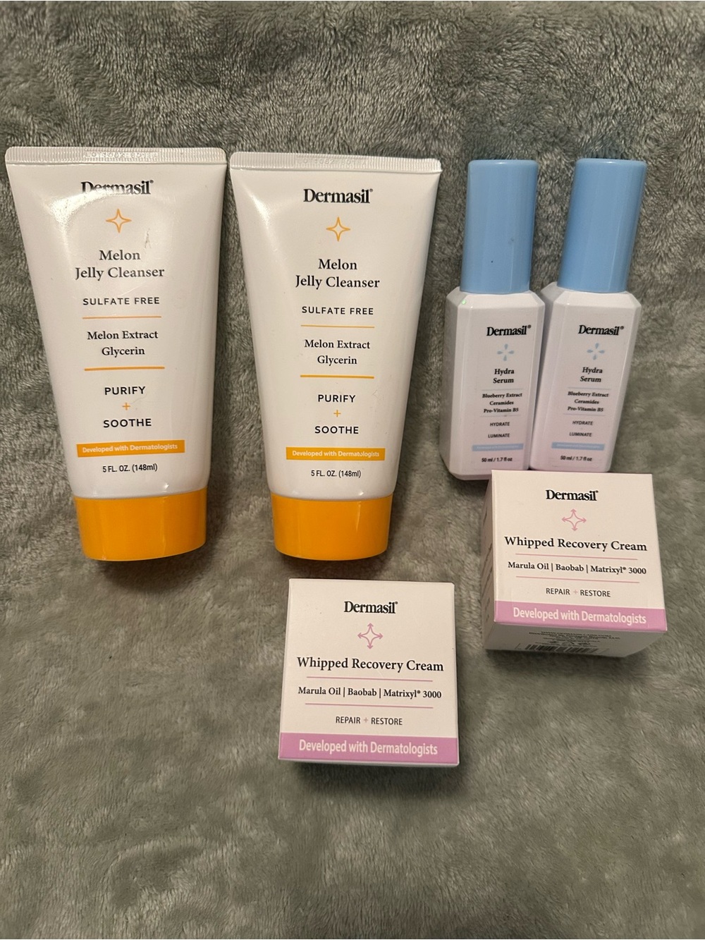 Melon Jelly Cleanser & Whipped Recovery Cream Set - White and Yellow and Serum